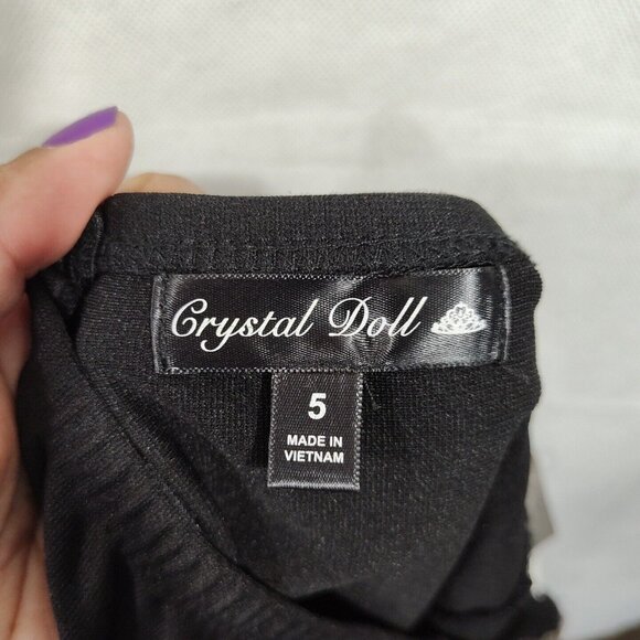 Crystal Doll Black Blue Pleated Maxi Strapless Dress Juniors Size 5 Party Formal - Picture 6 of 9